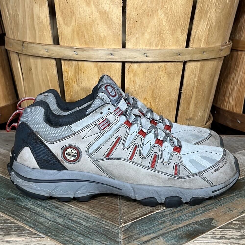 Timberland 4959 Tan Gray Leather Performance Trail Hiking Shoes Womens Size 8.5